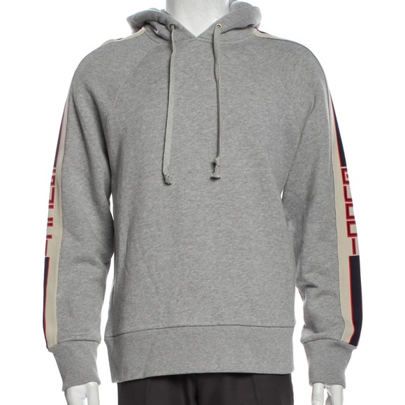 Gucci Logo Grey Hoodie Sz L - Picture 1 of 8